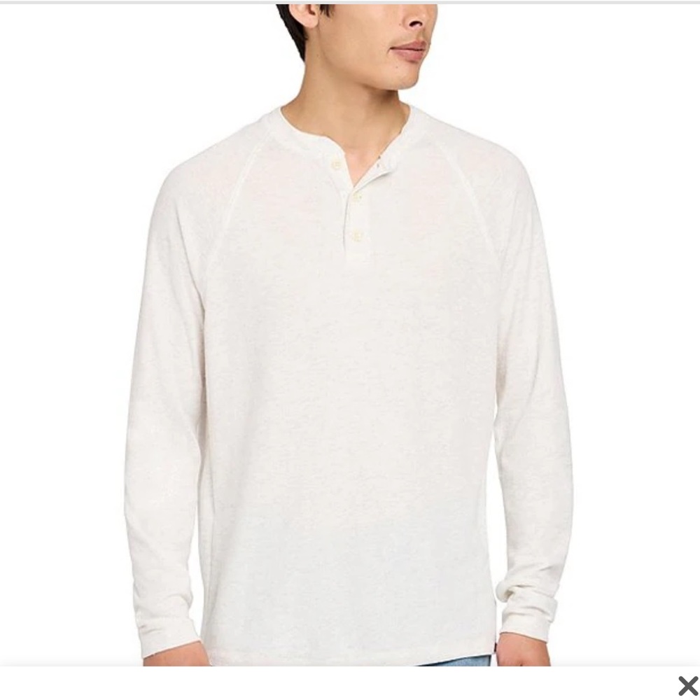 Faherty Men's White Henley Shirt